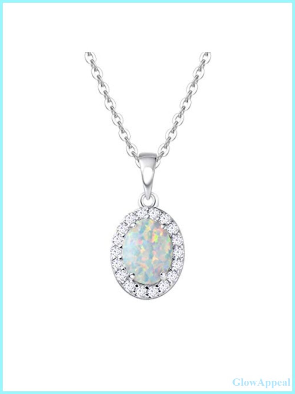 Sterling Silver Oval Opal Pendant Necklace & Opal Stud Earrings Set 925 Silver
